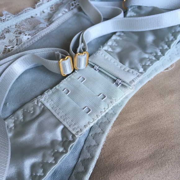 Blue Satin Lace Bralette - Picture 4 of 8
